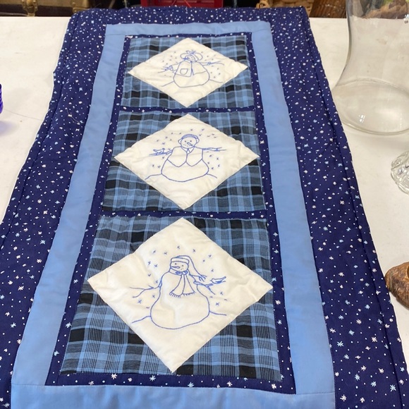 COPY - EMBROIDERED AND QUILTED SNOWMAN WALL HANGING - Picture 1 of 5